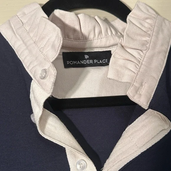 ♦️ Tuckernuck Pomander Place Navy Charlotte Terry Dress Size Small - Picture 8 of 11